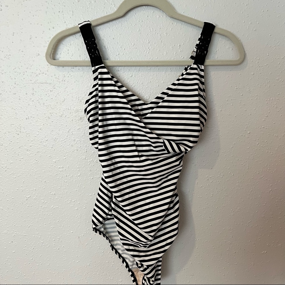 Target one piece black and white bathing suit